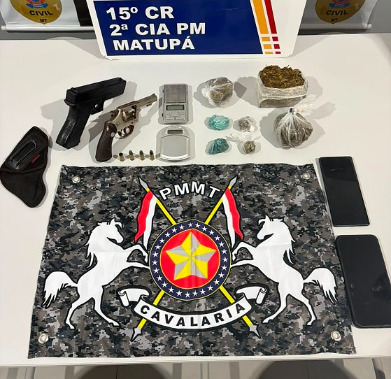 PM prende dois homens por tráfico e porte ilegal de arma em Matupá