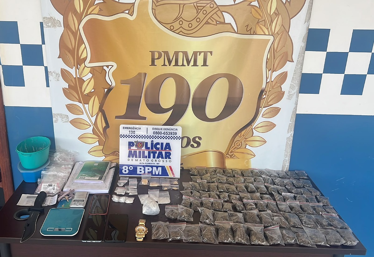 PM apreende adolescentes com 107 porções de drogas em Alta Floresta, MT