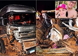 Casal morre após Amarok bater contra carreta na MT-249