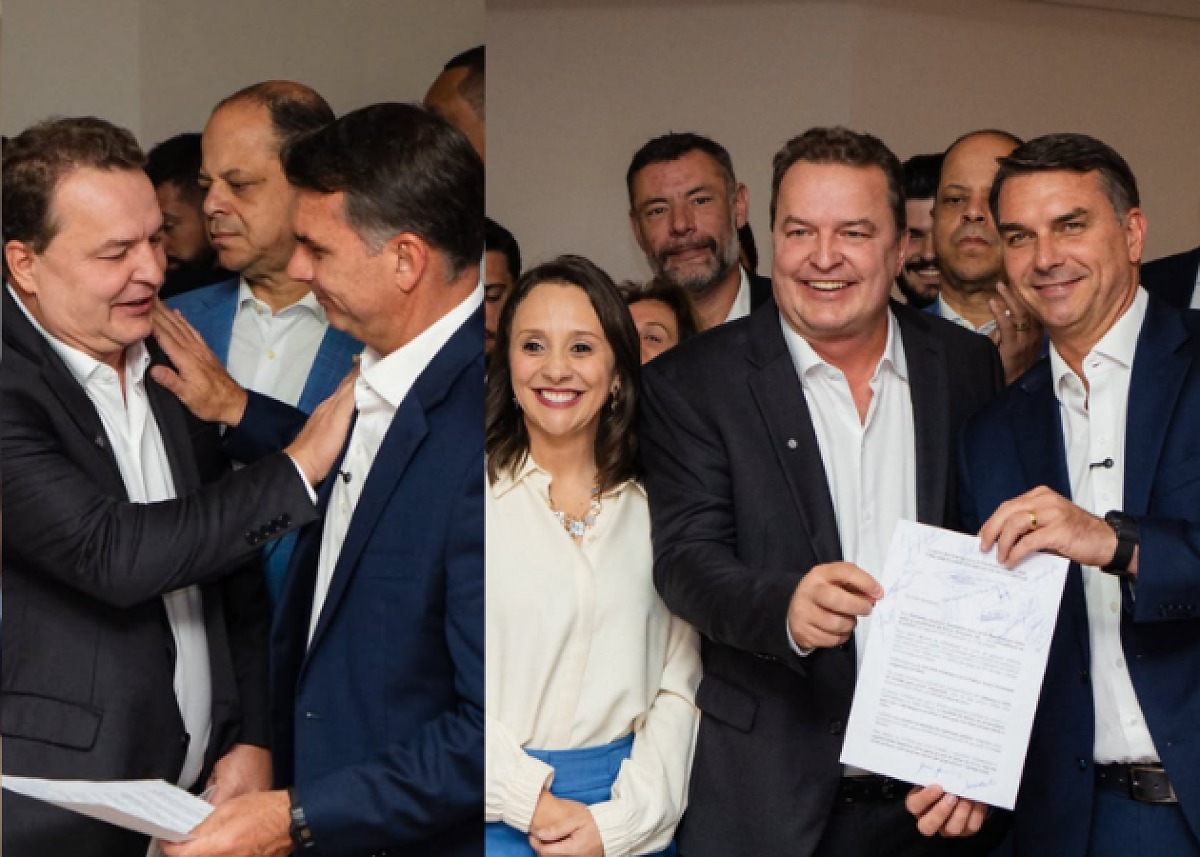 Flávio Bolsonaro recebe apoio de 18 deputados estaduais em Cuiabá, MT