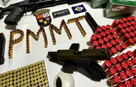 PM apreende armas e 333 munições após denúncia de violência doméstica