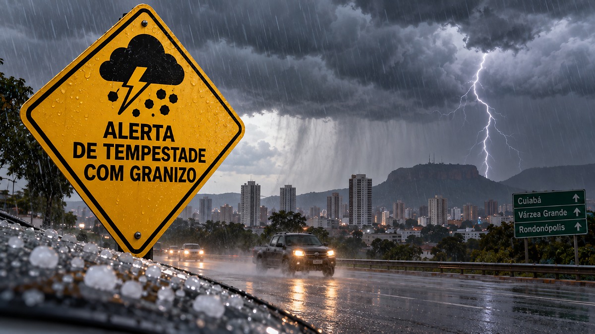 Inmet alerta para tempestades e granizo em Cuiabá e regiões de Mato Grosso