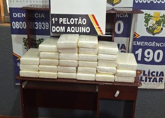 Dupla é presa com 28 tabletes de cocaína após fugir de abordagem em rodovia de MT